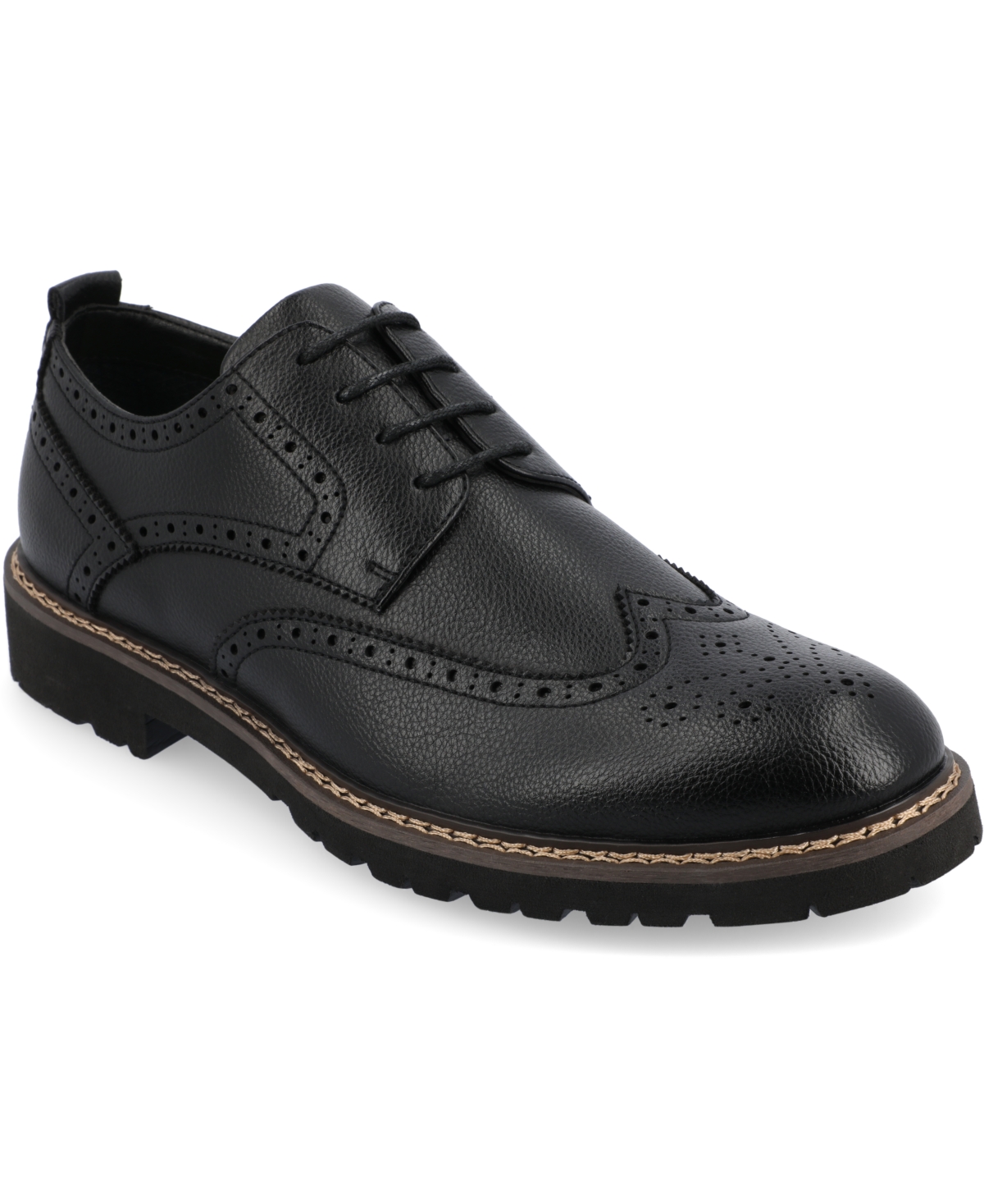 Shop Vance Co. Men's Campbell Tru Comfort Foam Wingtip Lace-up Derby Shoes In Black
