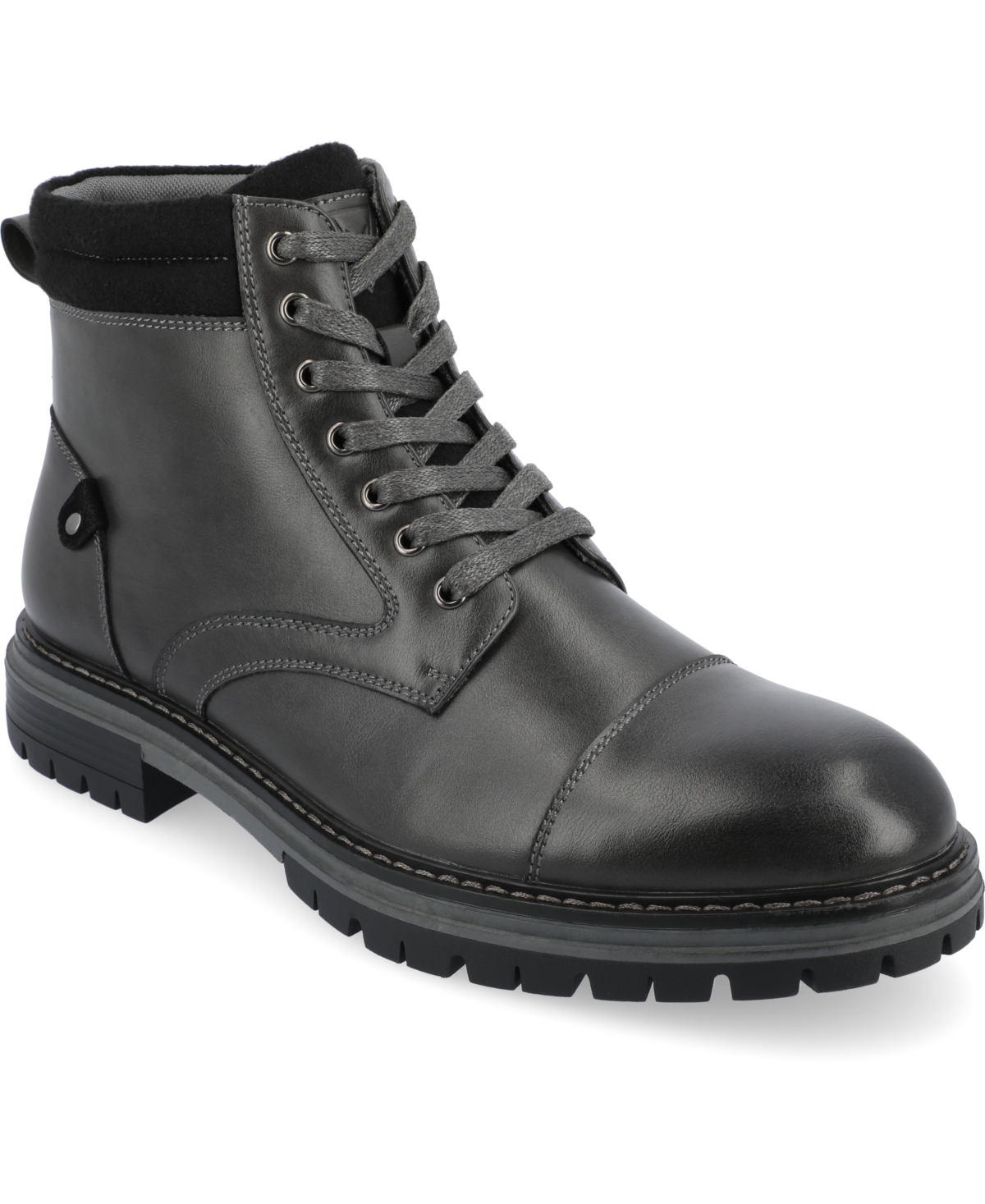 Shop Vance Co. Men's Fegan Tru Comfort Foam Cap Toe Lace-up Ankle Boots In Charcoal