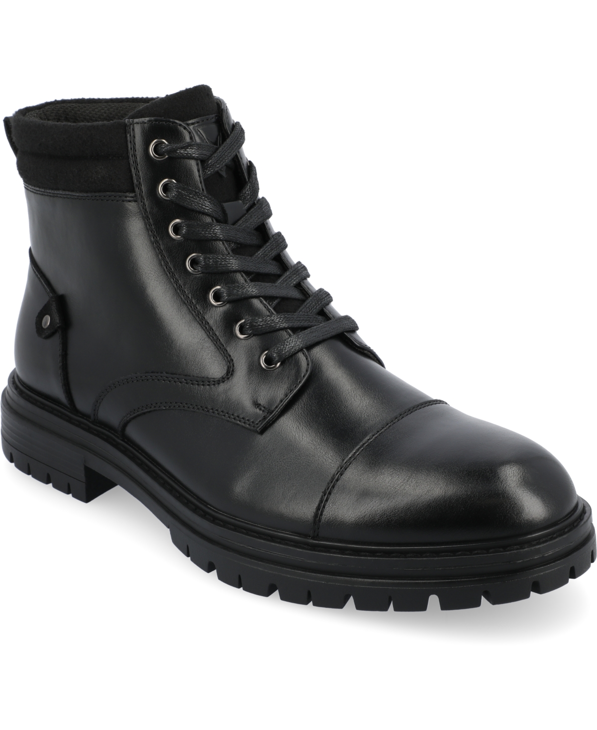 Shop Vance Co. Men's Fegan Tru Comfort Foam Cap Toe Lace-up Ankle Boots In Black