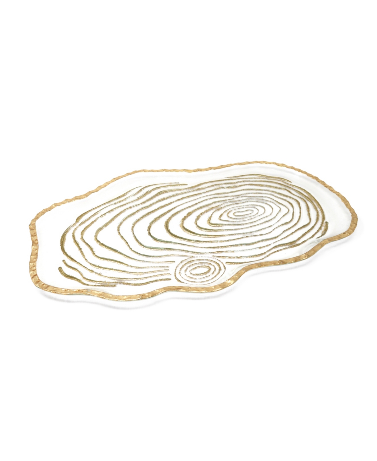 Glass Oval Tray Gold-Tone Grained - Gold
