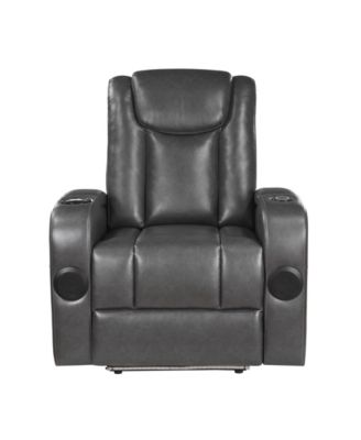 White Label Bryce 36" Power Reclining Chair with Wireless Charger, Cooling Cup-Holder, Storage Arms, Speakers, Led Light and USB Port