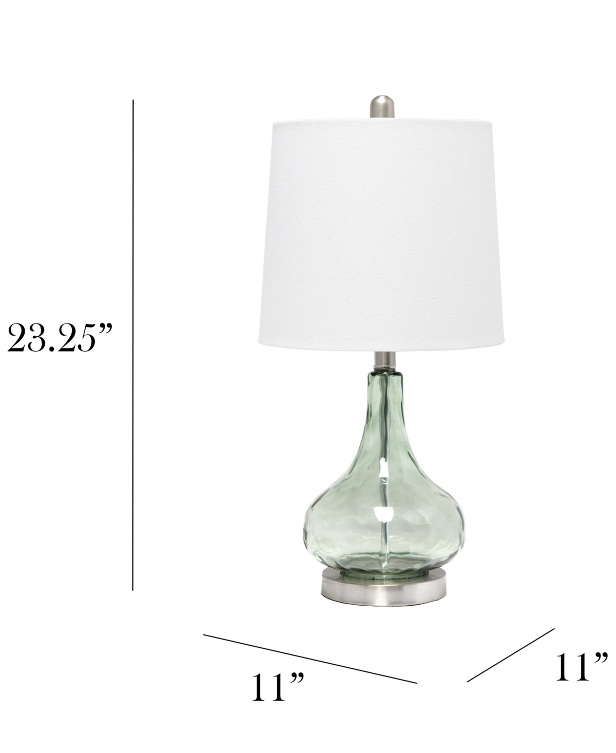 Shop All The Rages Rippled Glass Table Lamp With White Fabric Shade In Clear Sage