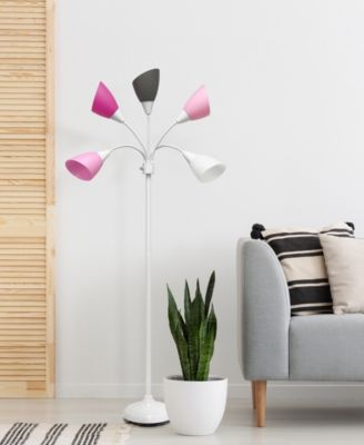 Simple Designs 5 Light Adjustable Gooseneck Floor Lamp with Shades