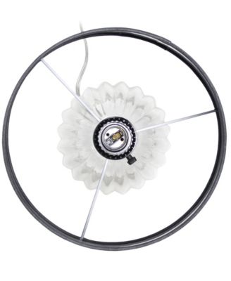 17.63" Contemporary Fluted Glass Bedside Table Lamp with Gray Fabric Shade