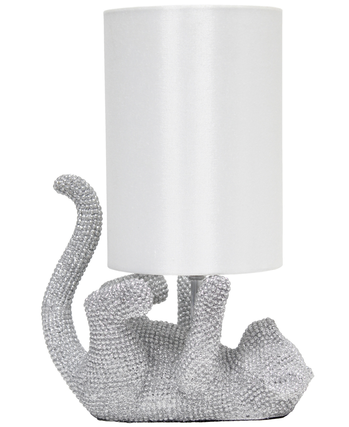 All The Rages 12.6" Diamond Studded Rhinestone Look Kitty Cat Feline Kids Desk Nightstand Table Lamp With Faux Sil In Silver