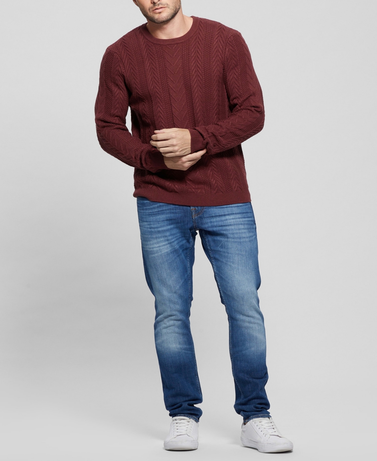 Guess Men's Cable Ethan Long Sleeve Sweater