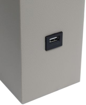 Lalia Home Lexington 21" Leather Base Modern Home D&eacute;cor Bedside Table Lamp with USB Charging Port 