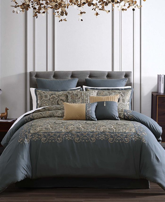 Riverbrook Home Hillcrest Steppdecken-Set, Kingsize, 10-teilig, Elfenbein/Gold – Polyester