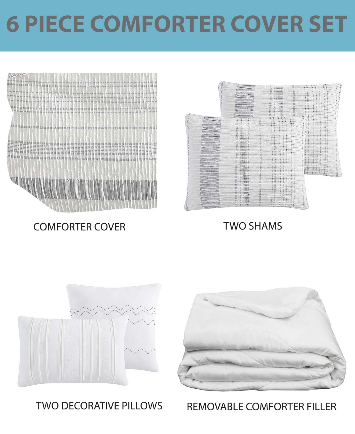 Shop Riverbrook Home Sutton 6-pc. Comforter With Removable Cover Set, Queen In Ivory,gray