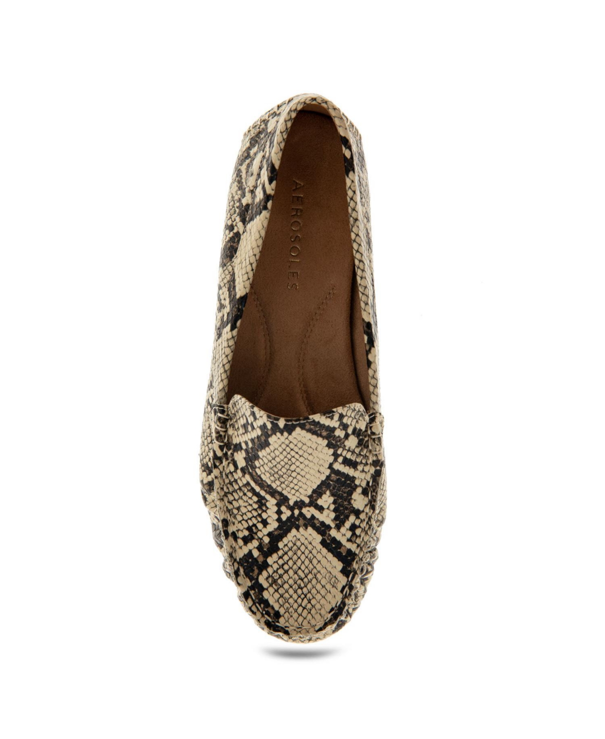 Aerosoles Women's Over Drive Driving Style Loafers - Natural Printed Snake - Faux Leather