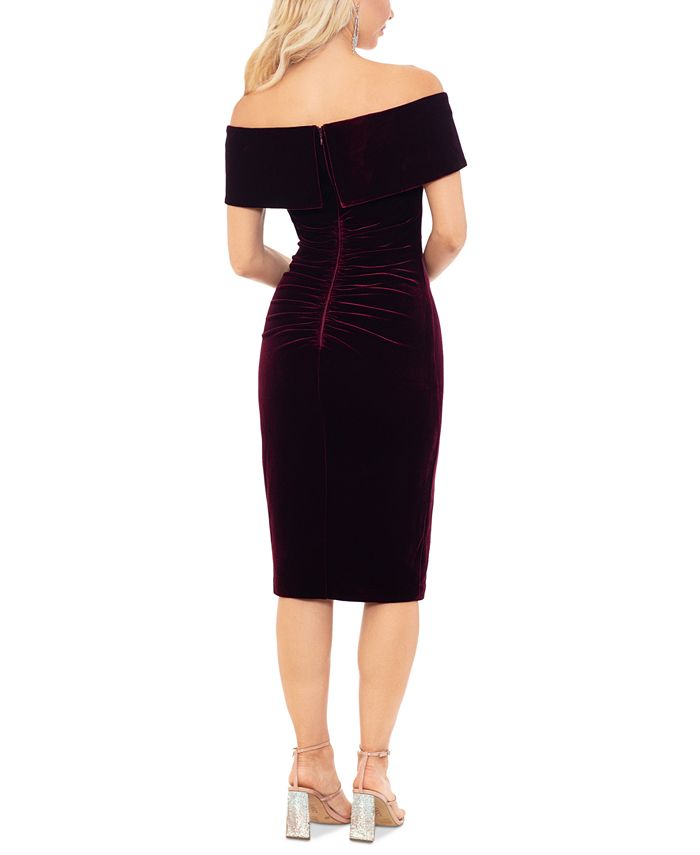 Xscape Women's Plus Velvet Off the Shoulder Evening Dress Purple Size 18W