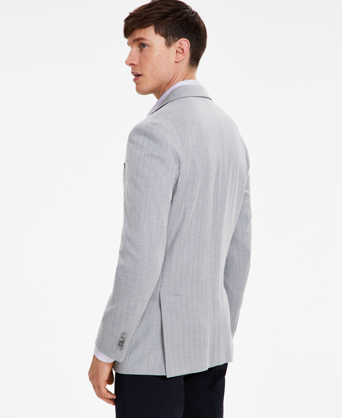 Shop Tommy Hilfiger Men's Modern-fit Herringbone Sport Coat In Grey