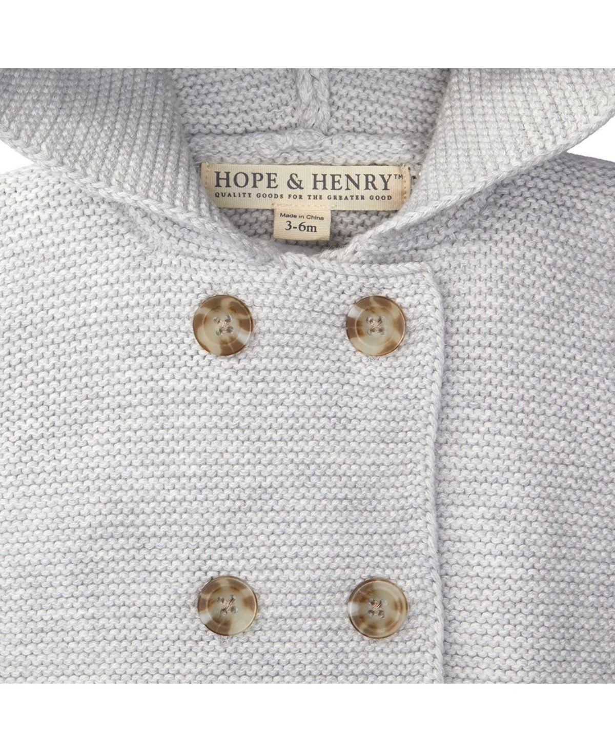 Hope & Henry Baby Long Sleeve Button Front Hooded Sweater