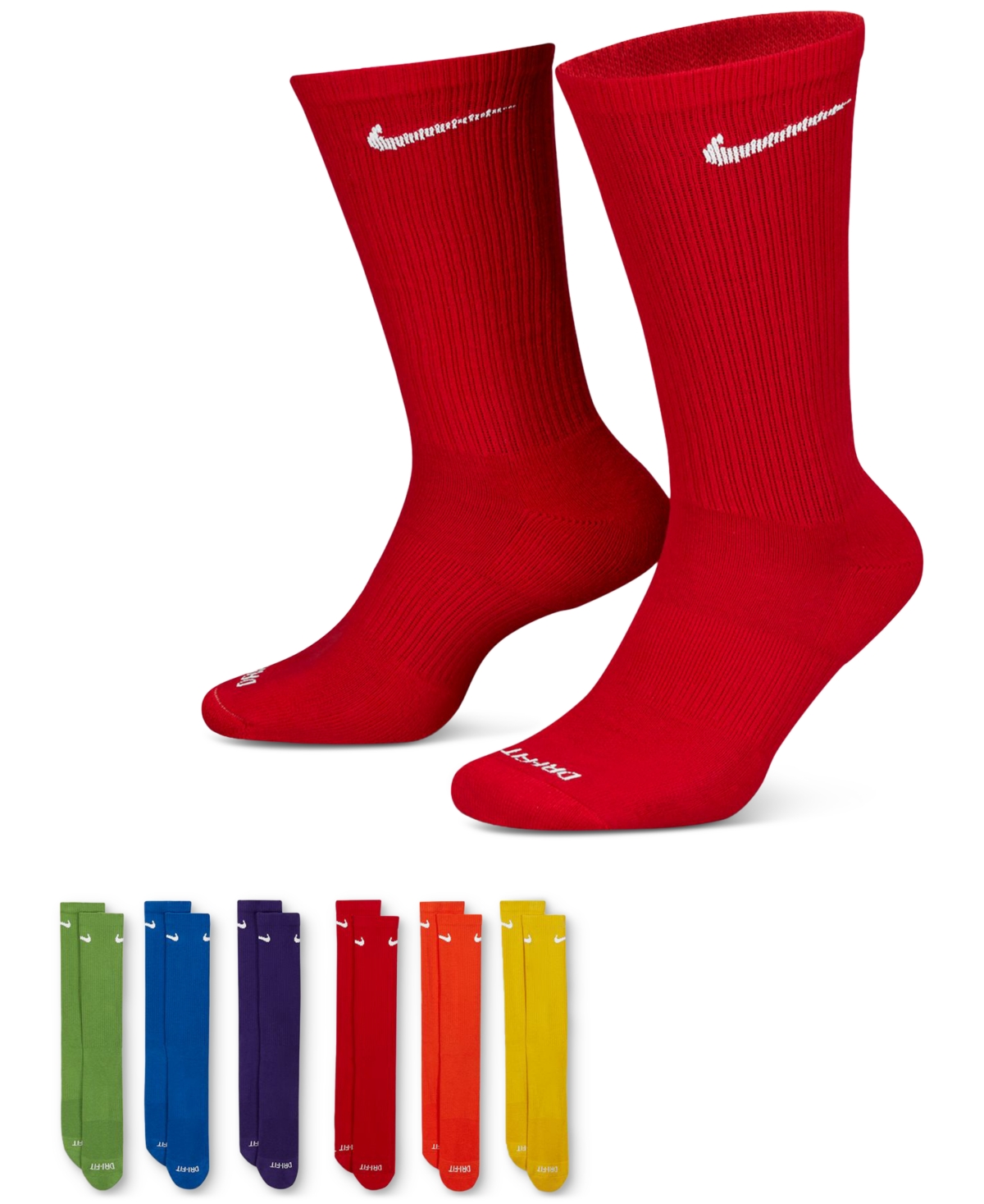 Nike Unisex Everyday Plus Cushioned Training 6-pairs Crew Socks In Red