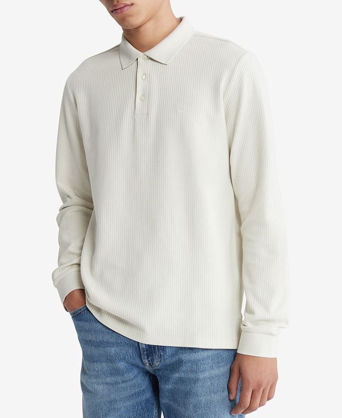 Calvin Klein Men\'s Regular-Fit Drop Needle Long-Sleeve Polo Shirt - Macy\'s
