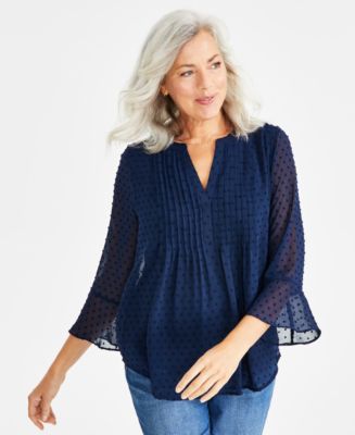 売れ筋商品|||スタイルアンドコー カットソー トップス レディース Women's Textured Pintuck Ruffle Sleeve Top, Regular & Petite, Created for Macy's Peachy Pink Style & Co Women's Textured Pintuck Ruffle Sleeve Top