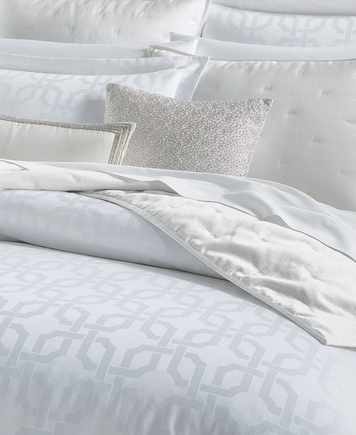 Hotel Collection Fresco Jacquard 525-thread Count Egyptian Cotton 3-pc. Duvet Cover Set, King, Exclusively At Macy's In White