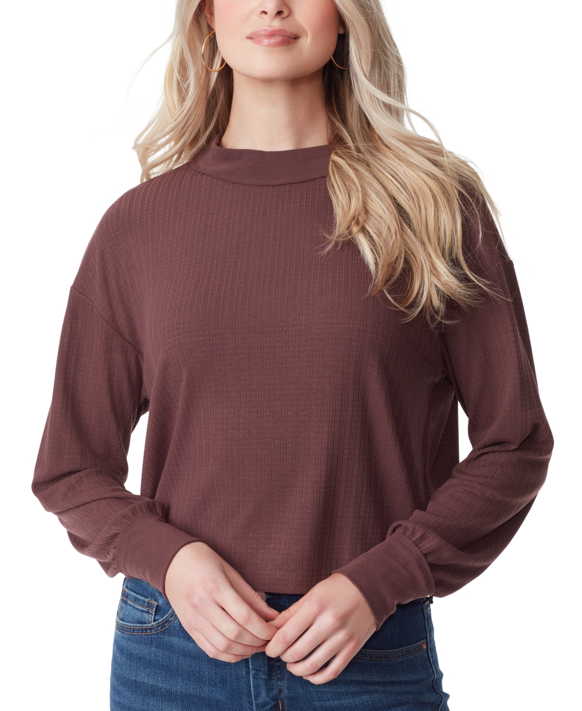 Jessica Simpson Women s Preston Dropped Shoulder Textured Boyfriend Top Smart Closet