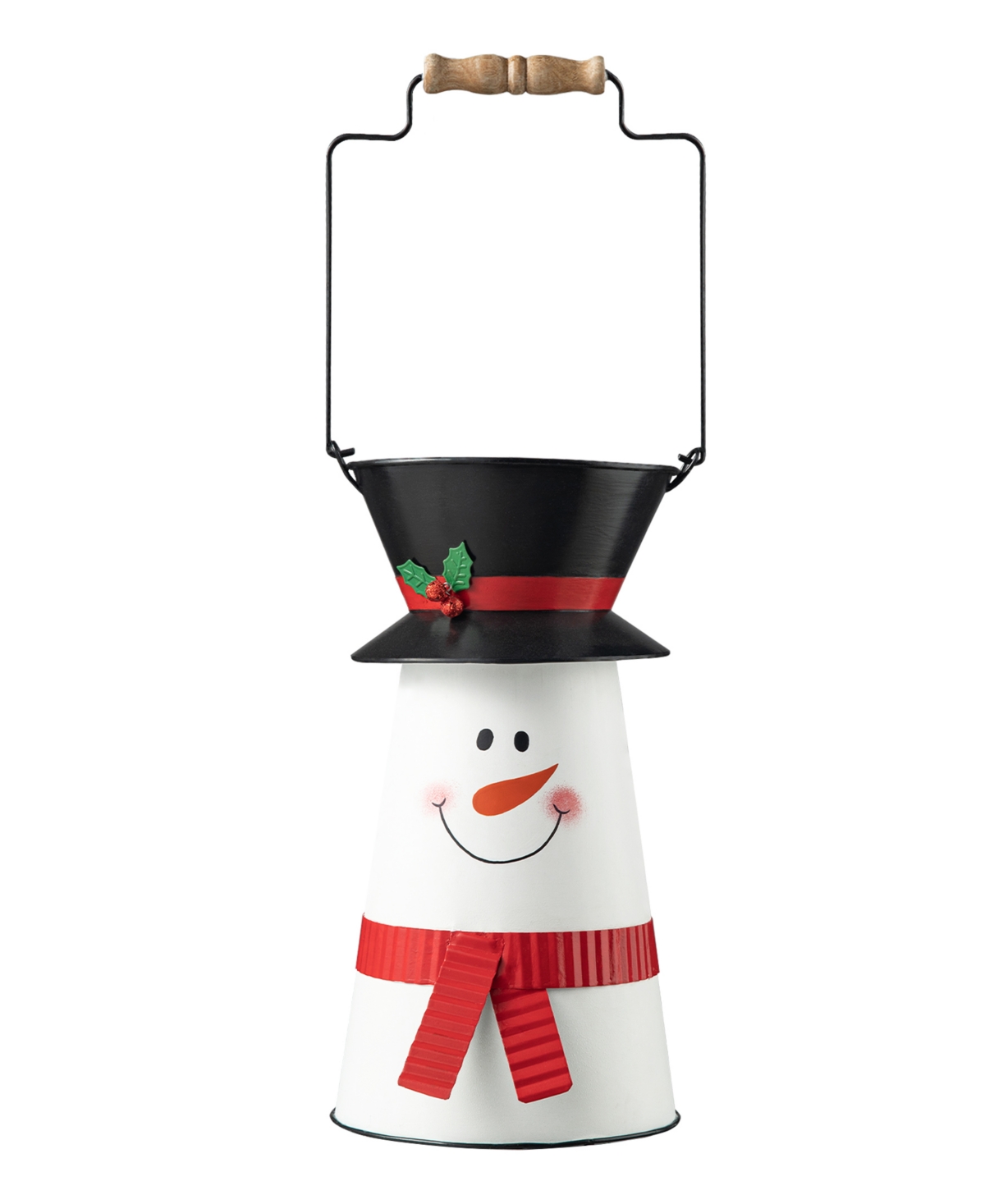 Glitzhome H Metal Snowman Decorative Bucket