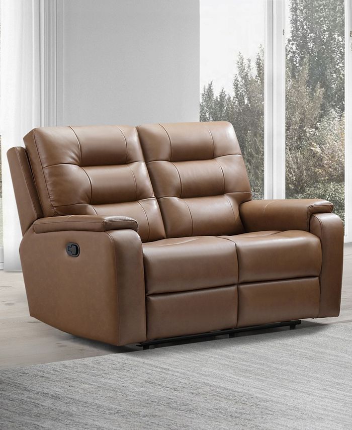 Abbyson Living Waylen 59" TopGrain Leather Manual Reclining Loveseat