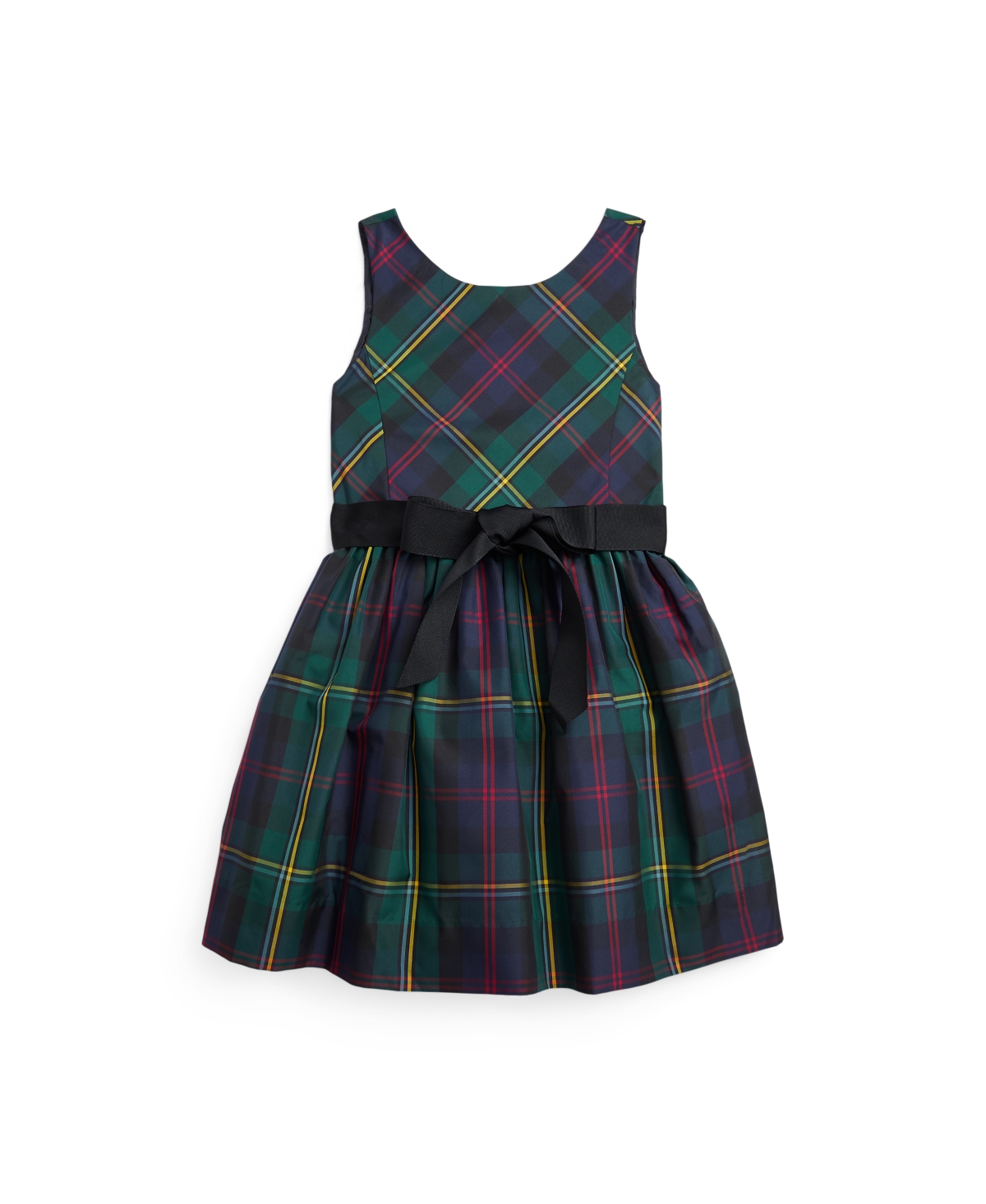 Polo Ralph Lauren Kids' Toddler And Little Girls Plaid Fit-and-flare Dress In Green-black Multi