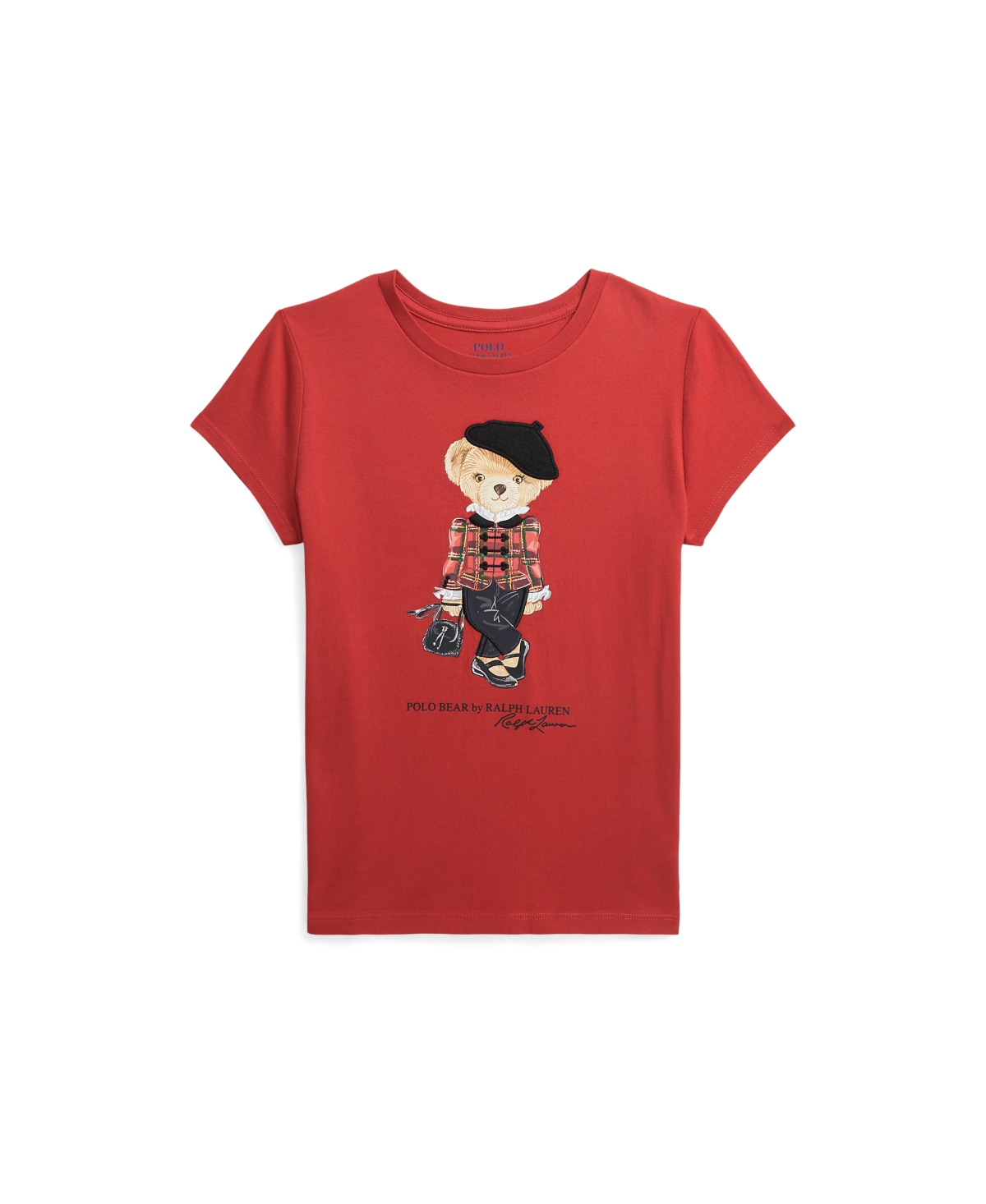 Polo Ralph Lauren Kids' Big Girls Polo Bear Cotton Jersey T-shirt In Park Avenue Red