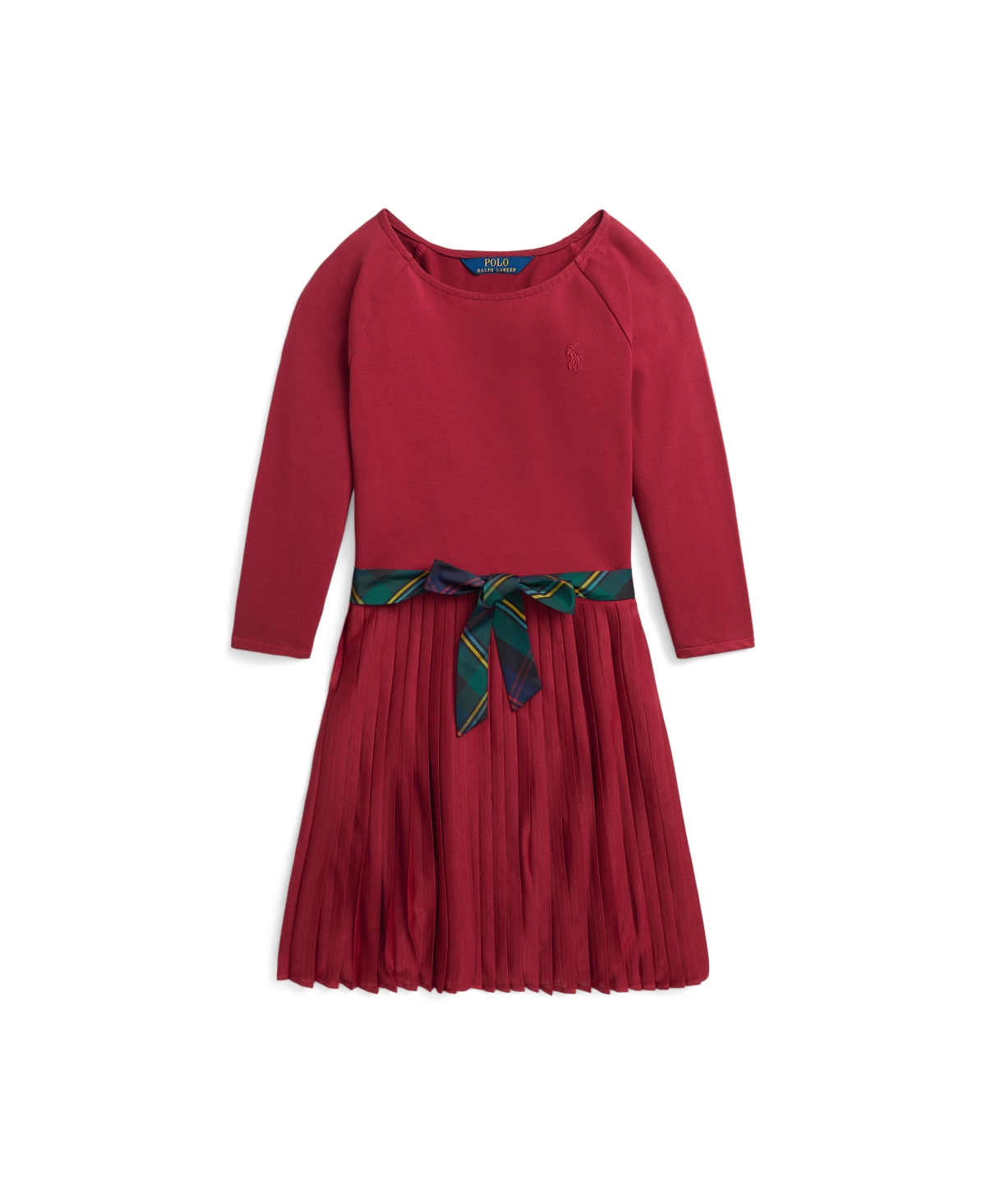 Polo Ralph Lauren Kids' Big Girls Pleated Stretch Jersey Dress In Holiday Red
