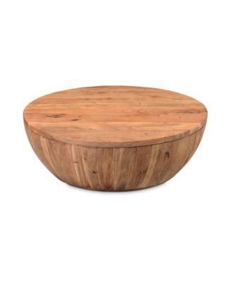 Eske 35.5" Acacia Wood Round Storage Coffee Table