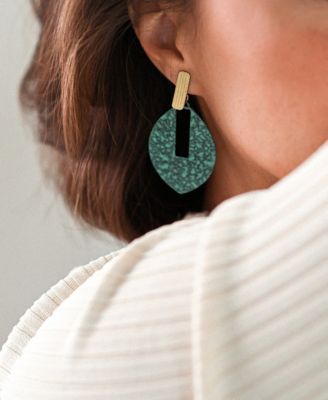 Nihira Teal Patina Sphere Drop Earrings
