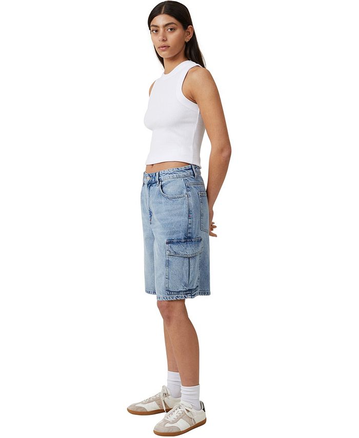 COTTON ON Women's Super Baggy Cargo Denim Jort Shorts Macy's
