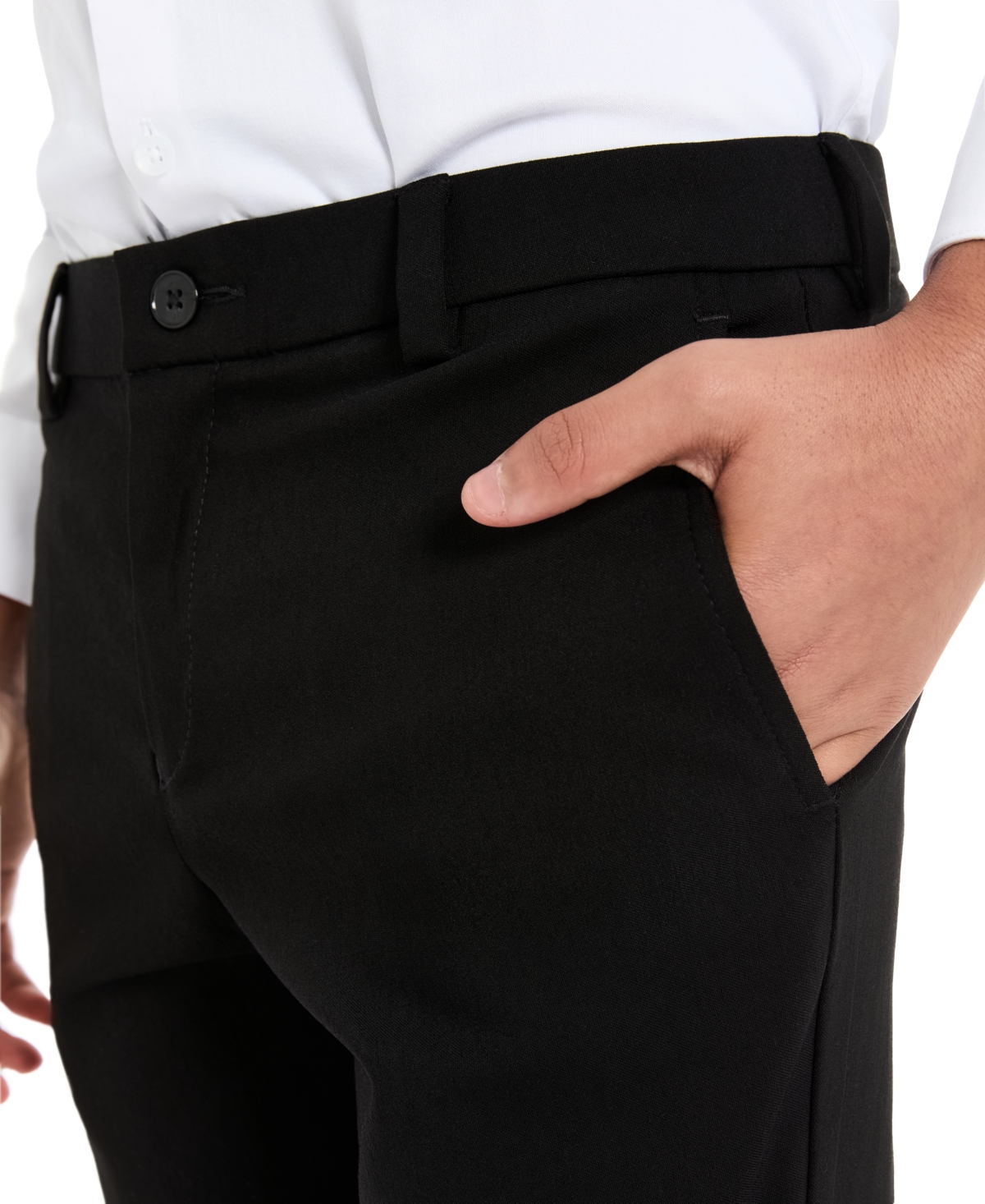 Shop Michael Kors Big Boys Twill Classic Fit Machine Washable Stretch Dress Pants In Black