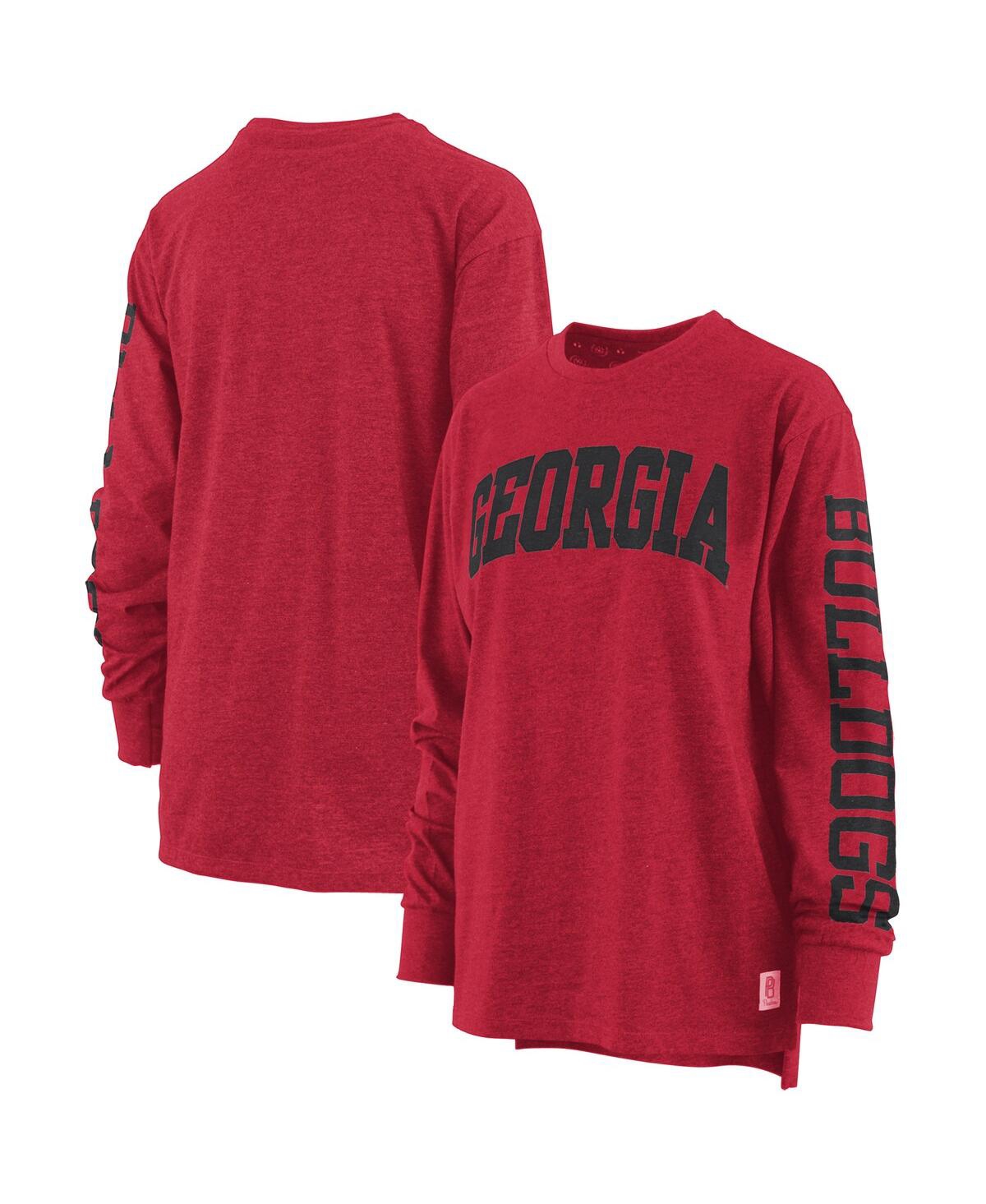 Shop Pressbox Women's  Red Georgia Bulldogs Plus Size Two-hit Canyon Long Sleeve T-shirt