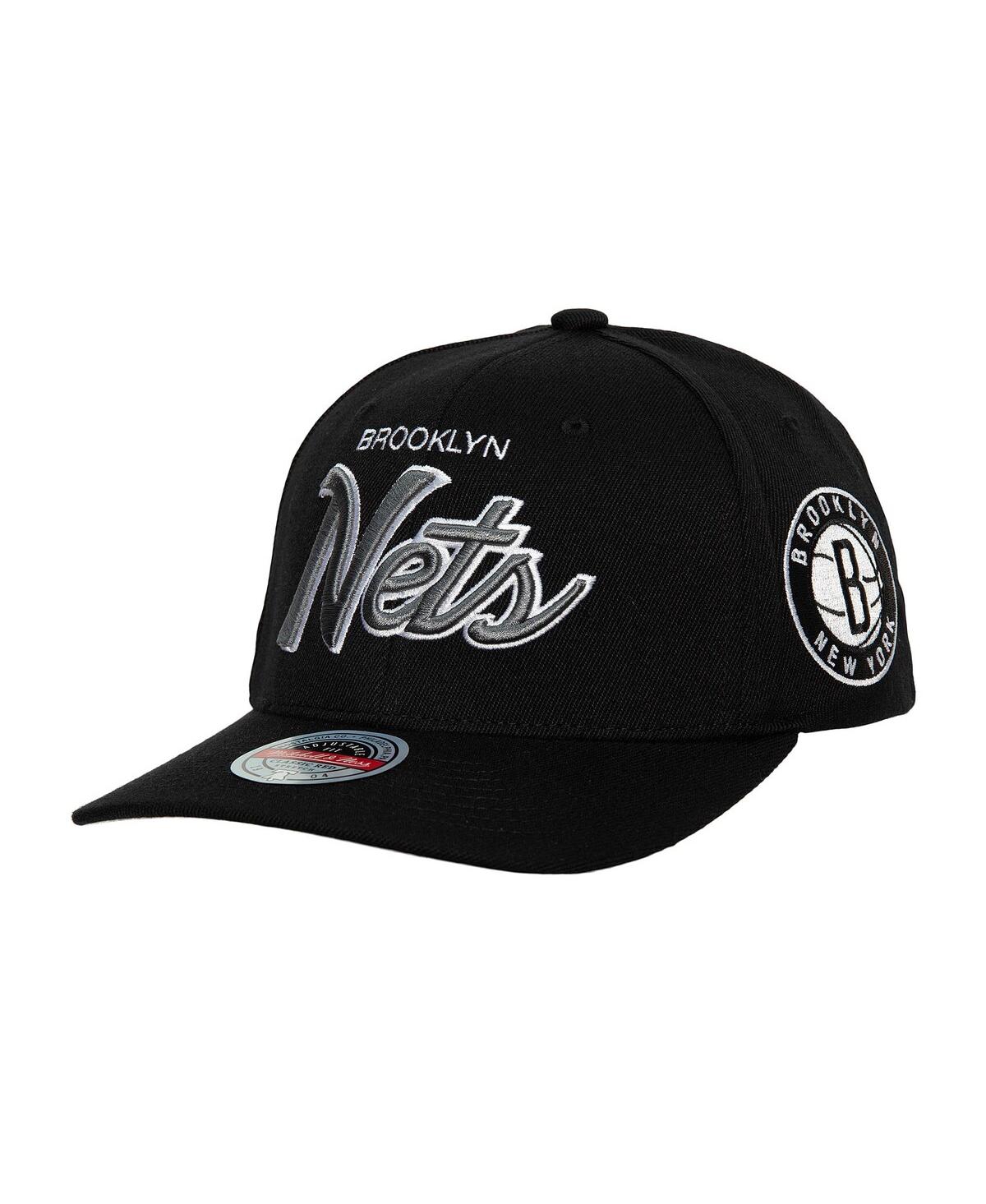 Mitchell & Ness Men's  Black Brooklyn Nets Mvp Team Script 2.0 Stretch-snapback Hat In Black