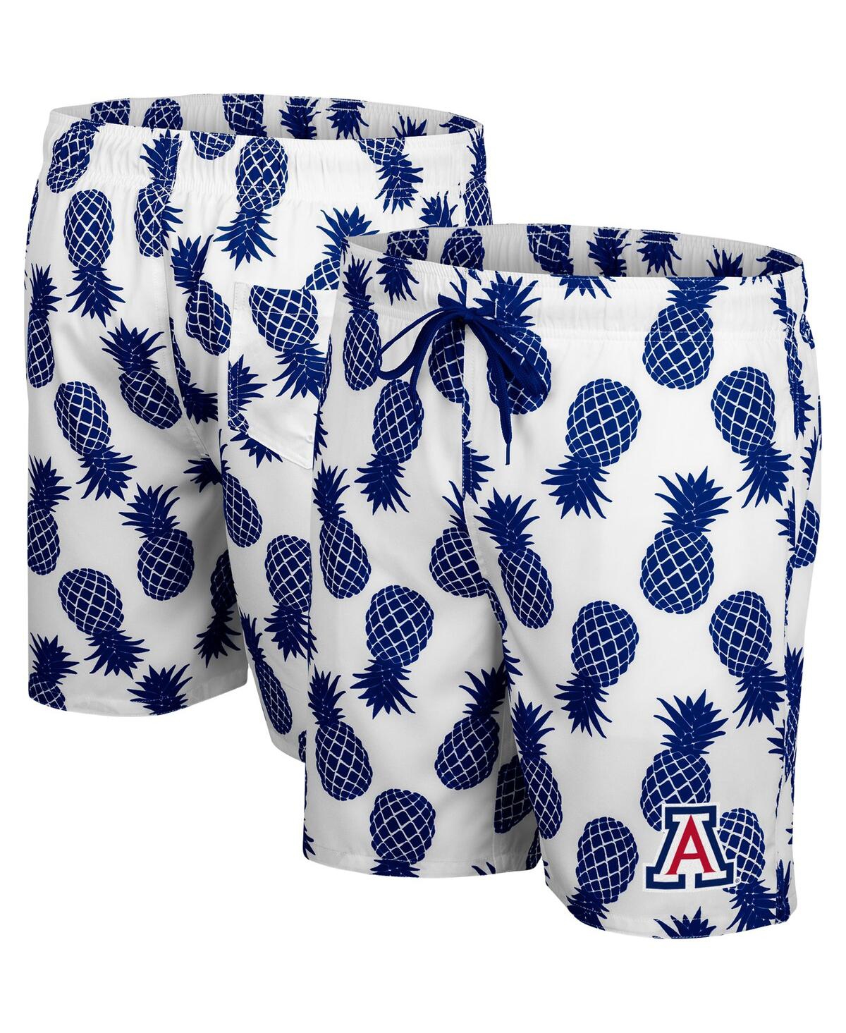 Shop Colosseum Men's  White, Navy Arizona Wildcats Pineapple Swim Shorts In White,navy