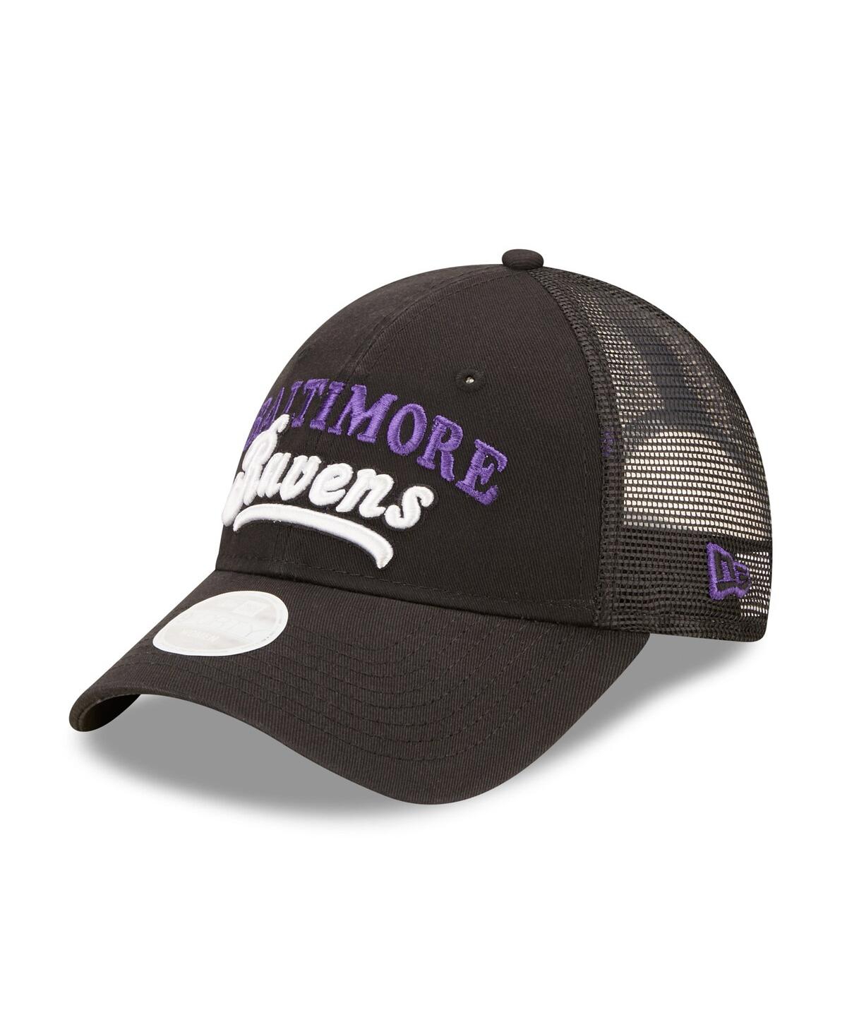 New Era Women's  Black Baltimore Ravens Team Trucker 9forty Snapback Hat