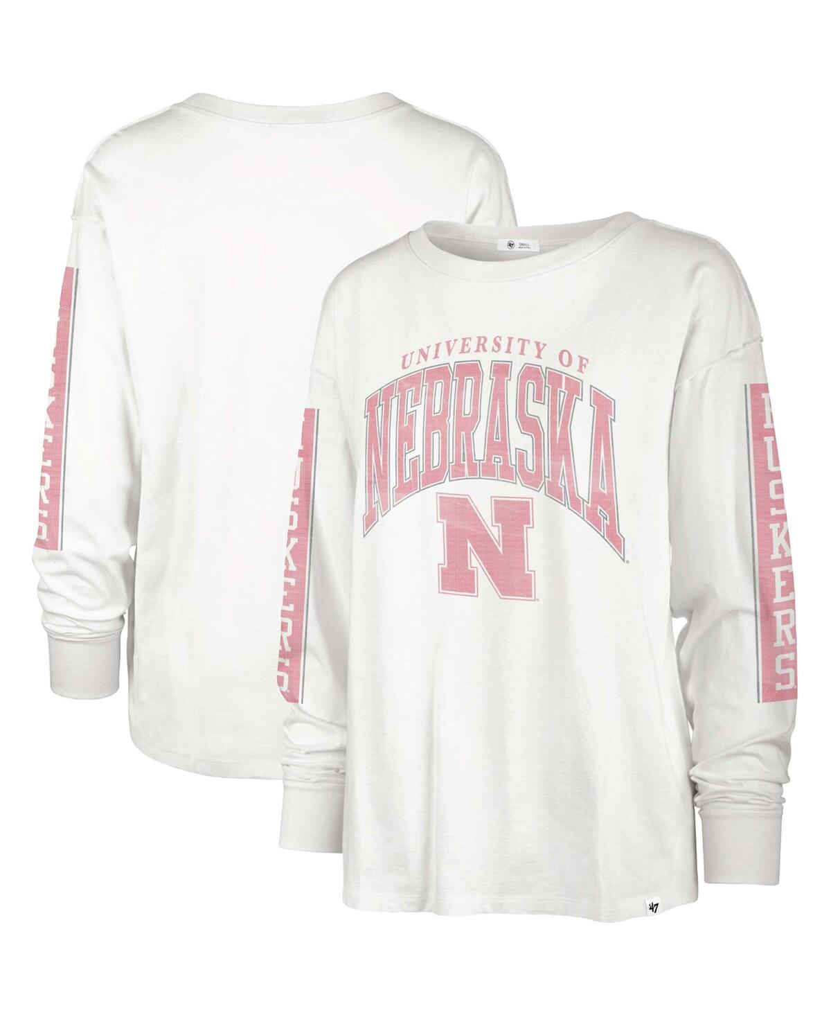 Shop 47 Brand Women's ' White Nebraska Huskers Statement Soa 3-hit Long Sleeve T-shirt