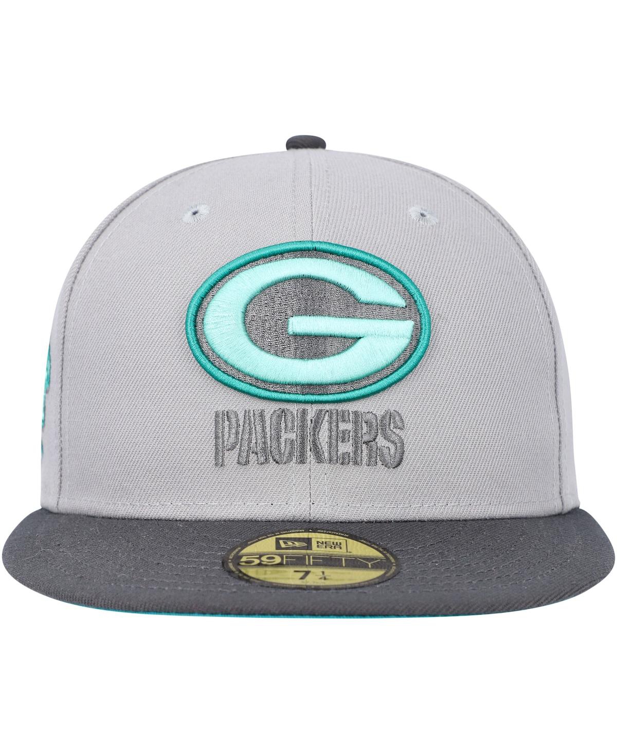 Men's New Era Graphite Green Bay Packers Aqua Pop 59FIFTY Fitted Hat - Graphite