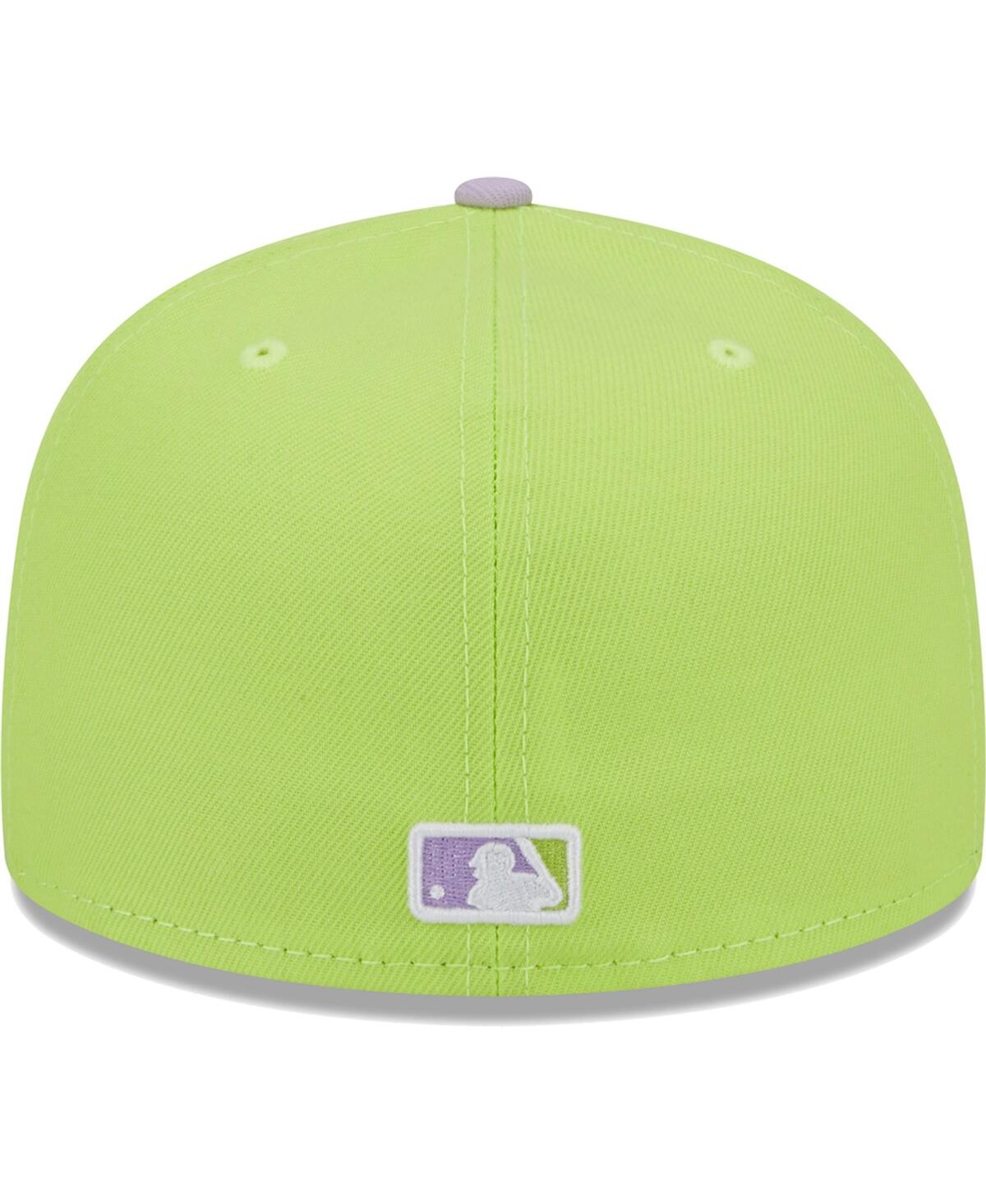 NEW ERA MEN'S NEW ERA NEON GREEN, LAVENDER LOS ANGELES DODGERS SPRING COLOR TWO-TONE 59FIFTY FITTED HAT 