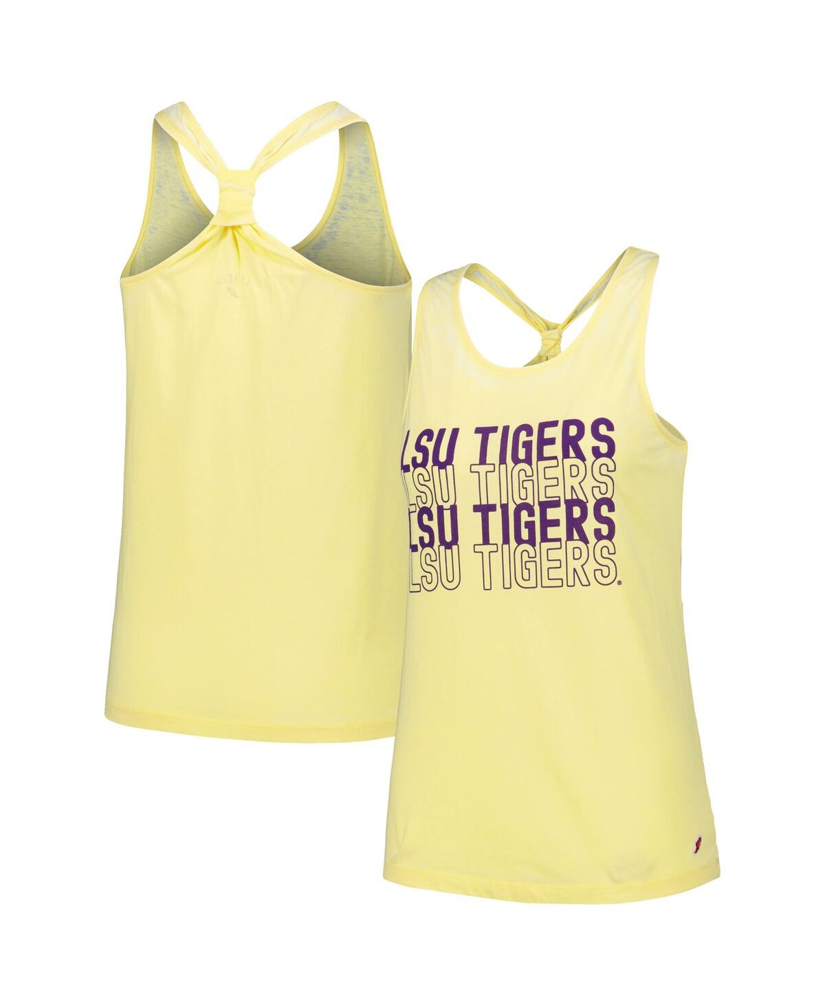 League Collegiate Wear Women's  Gold Lsu Tigers Stacked Name Racerback Tank Top