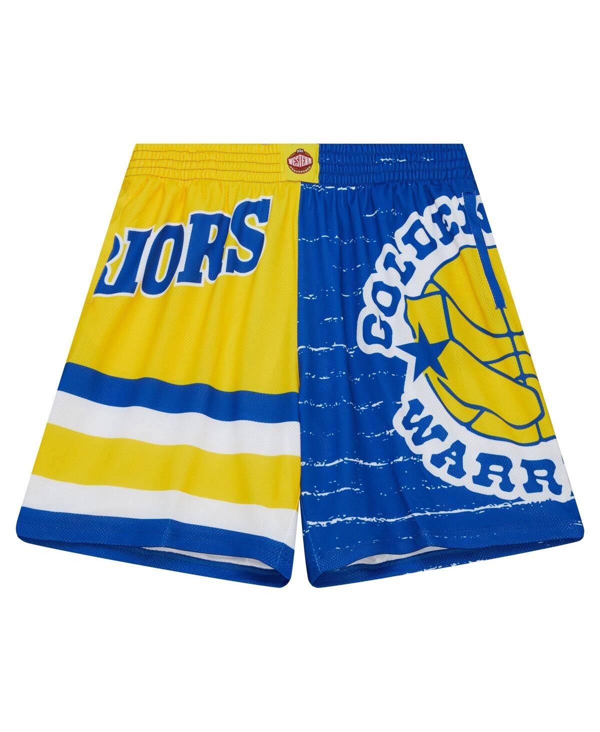 Mitchell & Ness Men's Basketball Shorts Nba Jumbotron 3.0 Shorts Golwar Multi/white In Royal,gold