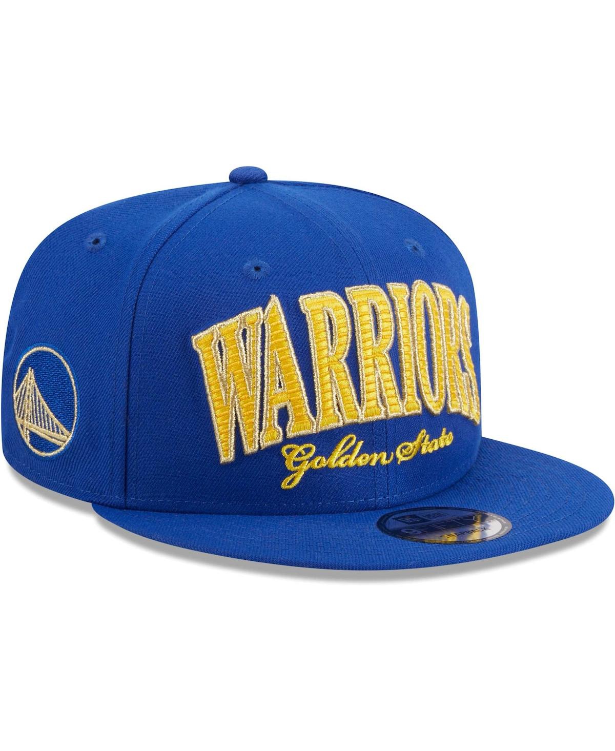 New Era Men's  Royal Golden State Warriors Golden Tall Text 9fifty Snapback Hat In Royal