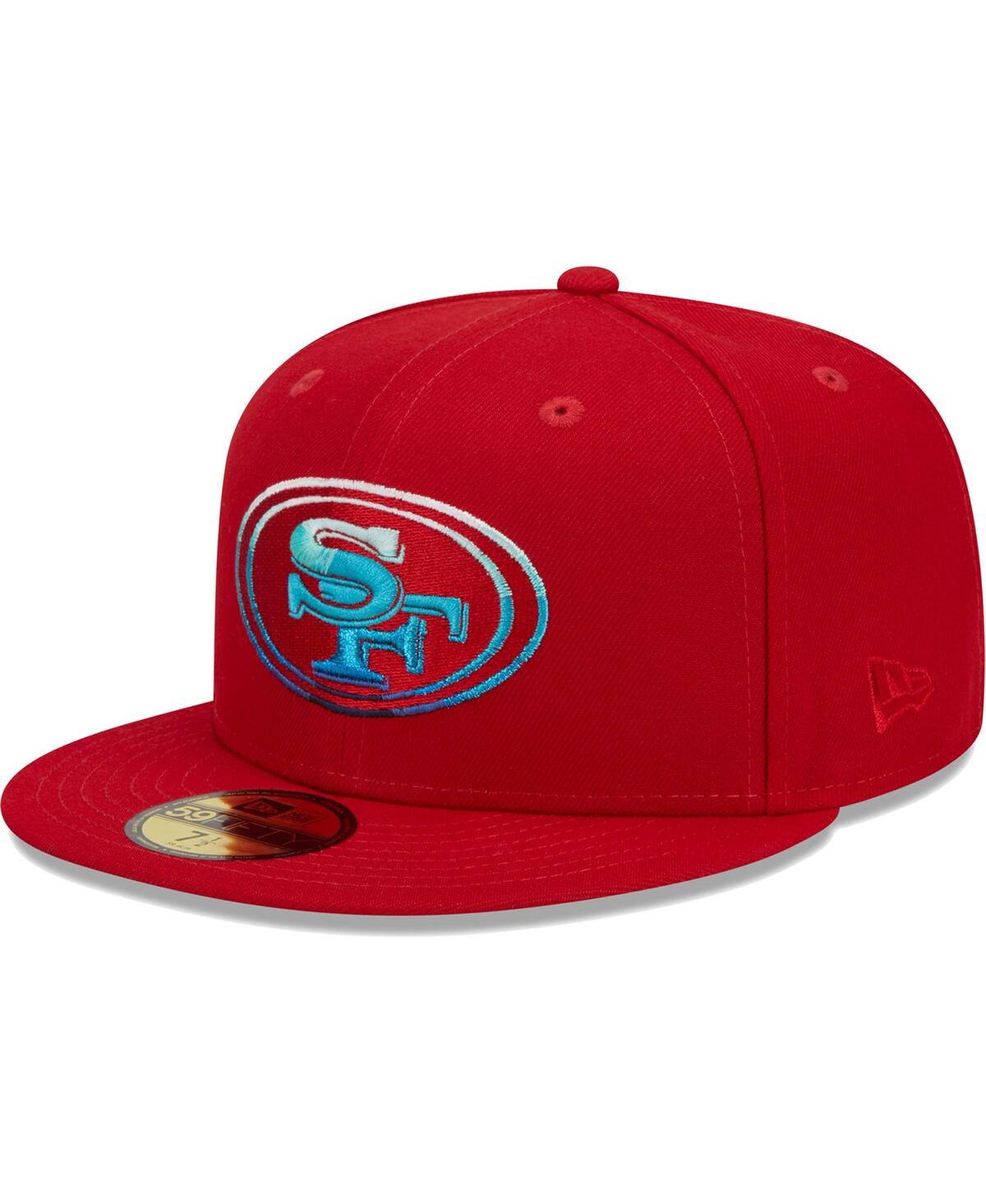 Shop New Era Men's  Scarlet San Francisco 49ers Gradient 59fifty Fitted Hat