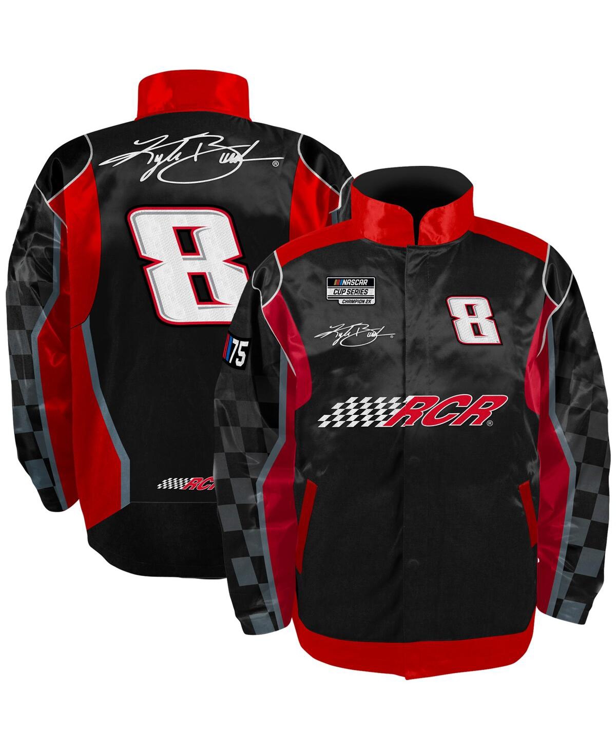 Richard Childress Racing Team Collection Men's  Black, Red Kyle Busch Nylon Uniform Full-snap Jacket In Black,red