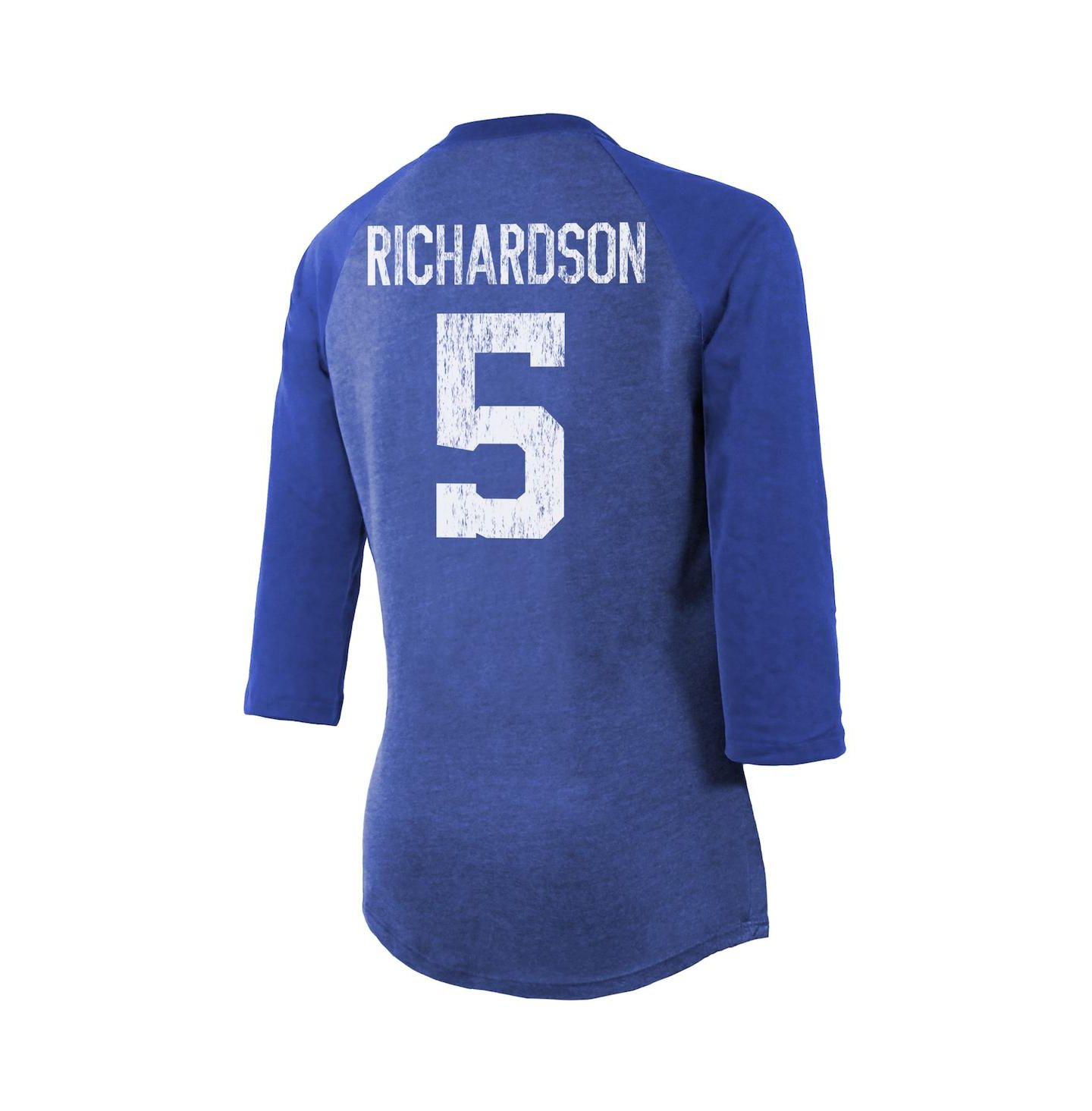 Женская футболка Majestic Threads Anthony Richardson Royal Indianapolis Colts Player Name and Number Tri-Blend 3/4-Sleeve Fitted — фото 4