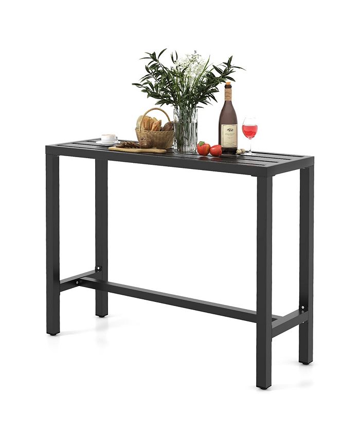 Costway Outdoor Metal Bar Table 48'' Patio Rectangular Counter Height