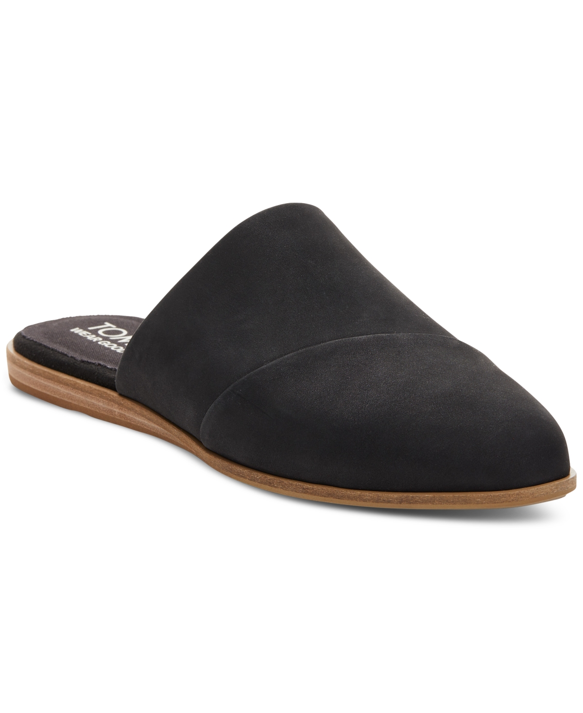Shop Toms Women's Jade Flat Slip On Mules In Black Leather