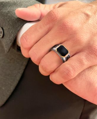 Chocolatier&reg; Men's Onyx & Chocolate Diamond (1/2 ct. t.w.) in Sterling Silver & 14k Gold