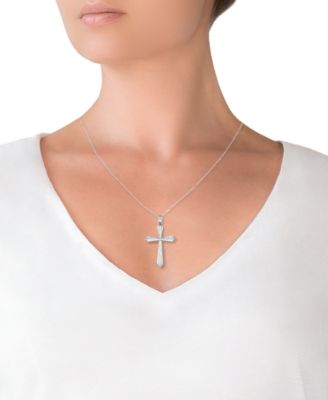 Crystal Cross 18" Pendant Necklace in 10k Gold