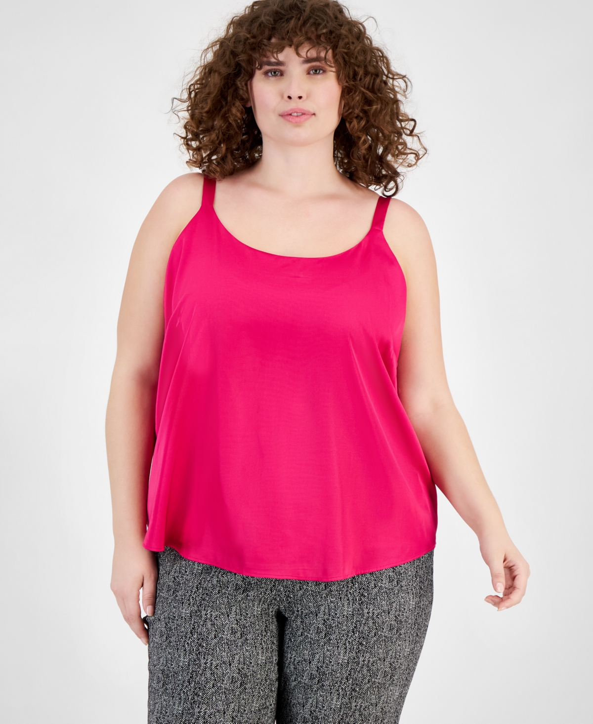 Bar Iii Plus Size Scoop-neck Sleeveless Camisole Top,created For Macy's In Jazz Berry
