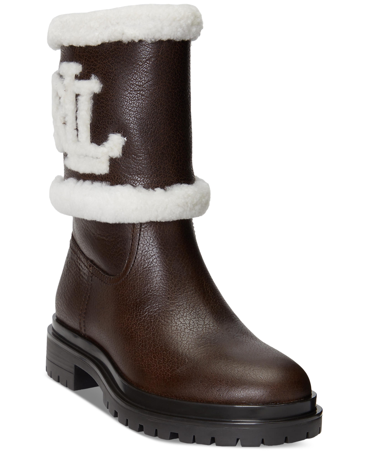 Lauren Ralph Lauren Women's Carter Spill-seam Lug Cold-weather Boots In Chestnut Brown,natural